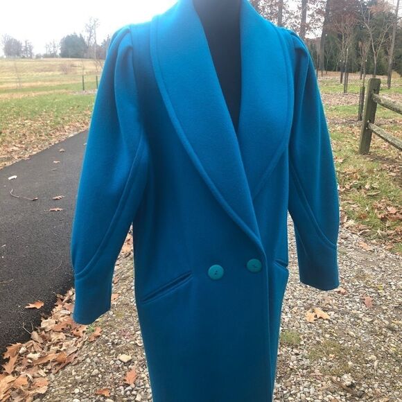 Vintage Ashley Scott Size 6 100% Wool Aqua Coat!! - Picture 12 of 16